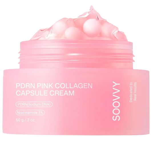 SOOVVY Pink Collagen Capsule Cream, Face Moisturizer, Lightweight Moisturizing Cream , Niacinamide for Uneven Skin Tone, Glow hydration, Korean Skin Care 1.94 oz