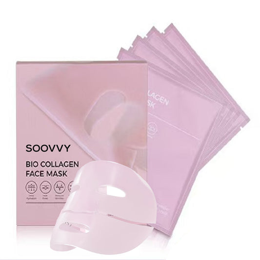 SOOVVY Bio-Collagen Real Deep Mask,PDRN Overnight Moisturizing Face Mask for Glow and Dewy Skin,Original Hydrating Vegan Collagen Face Mask,Korean Skincare,4ea