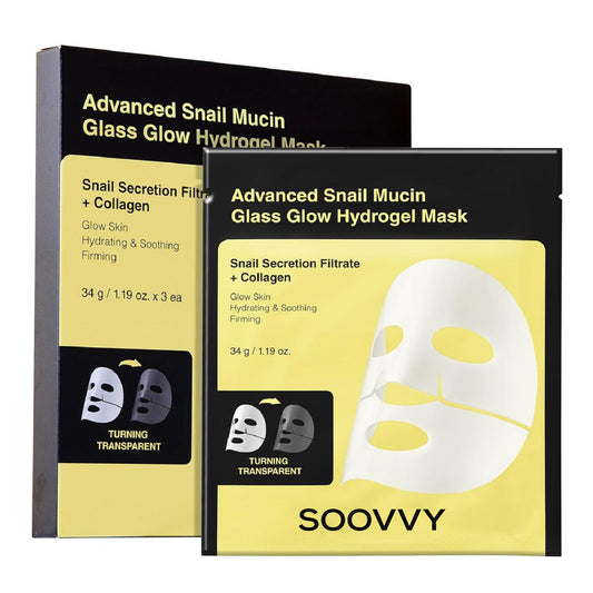 SOOVVY Advanced Skin Glass Glow Hydrogel Mask,Collagen Face Mask for Dry, Sensitive Skin,Hydrating Overnight Face Mask,Travel Essentials,Korean Skin Care,3ea