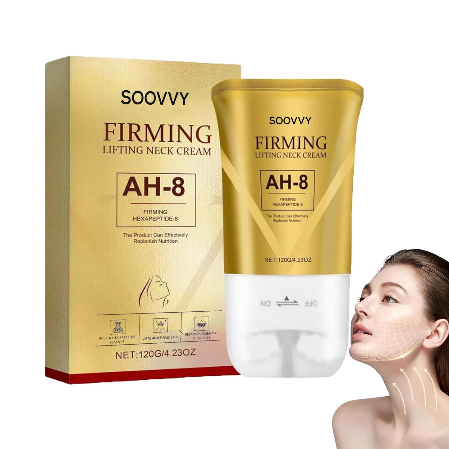 SOOVVY AH-8 Firming Neck Cream for Crepey Skin Body Care Comfort, Upgrade Neck Firming Cream with Roller, Moisturizing, Tightening Lotions Cosmetic Skin Body Care Repair,4.23 oz