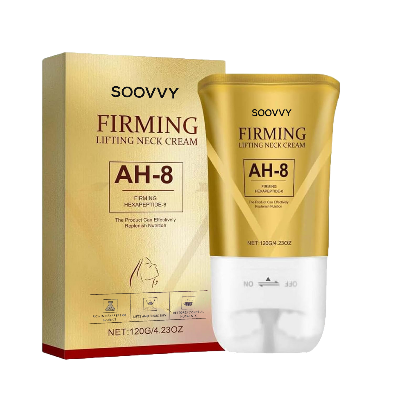 SOOVVY AH-8 Firming Neck Cream for Crepey Skin Body Care Comfort, Upgrade Neck Firming Cream with Roller, Moisturizing, Tightening Lotions Cosmetic Skin Body Care Repair,4.23 oz