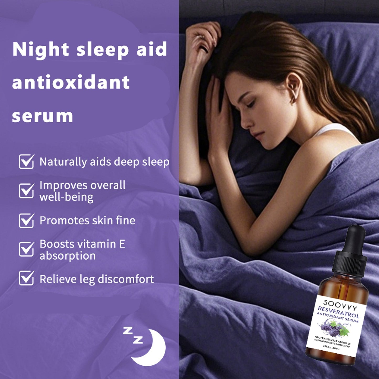 SOOVVY Natural Sleep Serum Grape Seed Magnesium & Lavender Oil ,Deep Hydration • Calming Sleep Aid • Skin Barrier Repair ,Korean Skincare, 1 fl oz