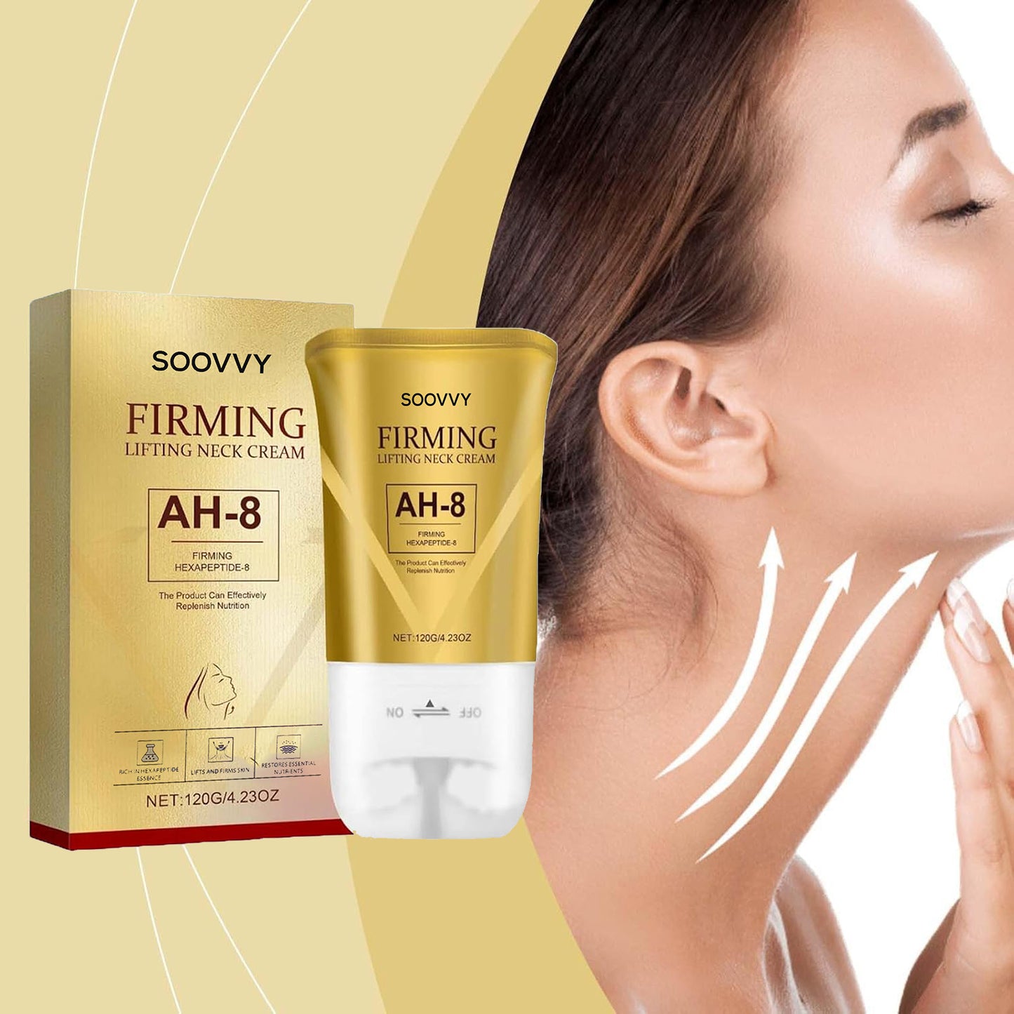 SOOVVY AH-8 Firming Neck Cream for Crepey Skin Body Care Comfort, Upgrade Neck Firming Cream with Roller, Moisturizing, Tightening Lotions Cosmetic Skin Body Care Repair,4.23 oz