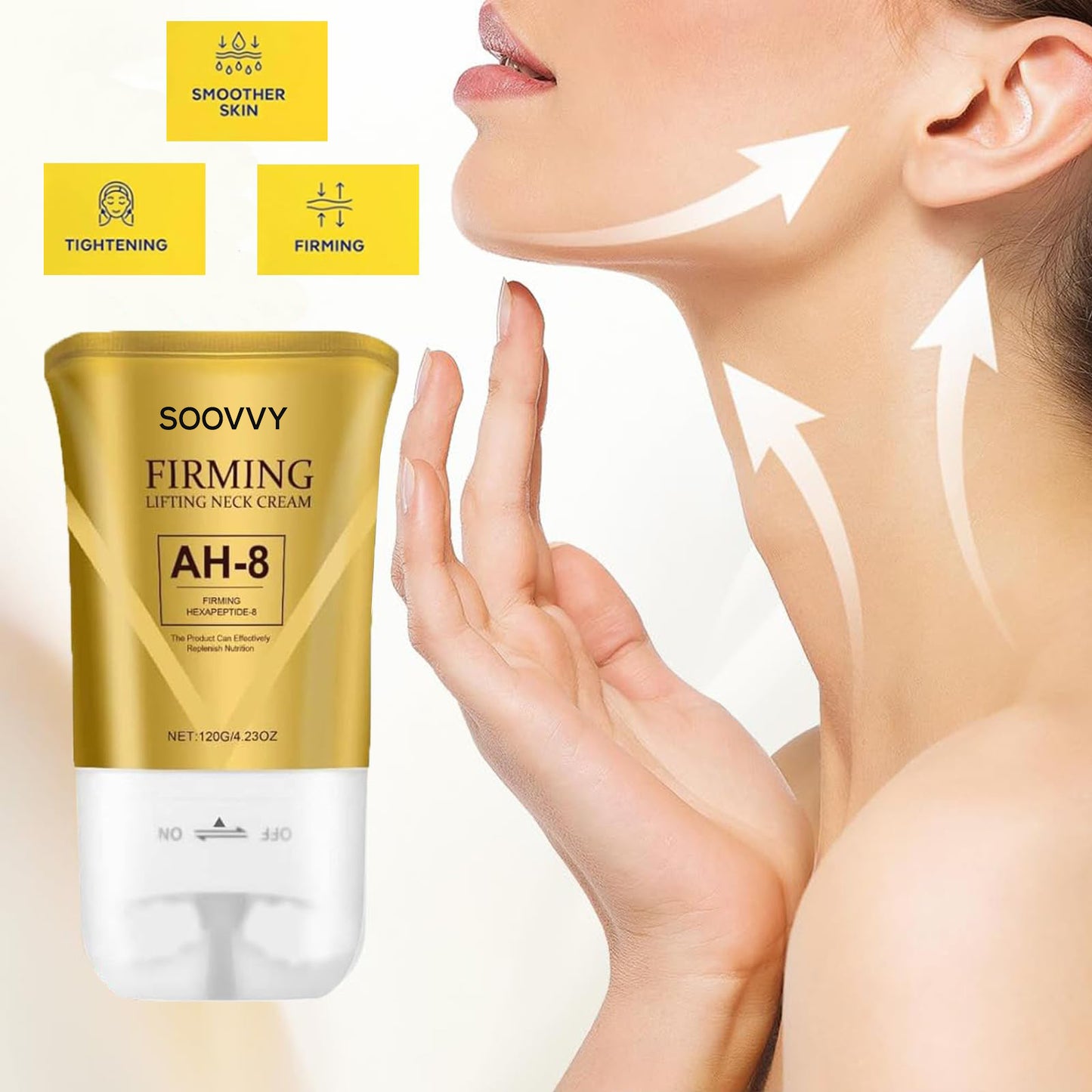 SOOVVY AH-8 Firming Neck Cream for Crepey Skin Body Care Comfort, Upgrade Neck Firming Cream with Roller, Moisturizing, Tightening Lotions Cosmetic Skin Body Care Repair,4.23 oz