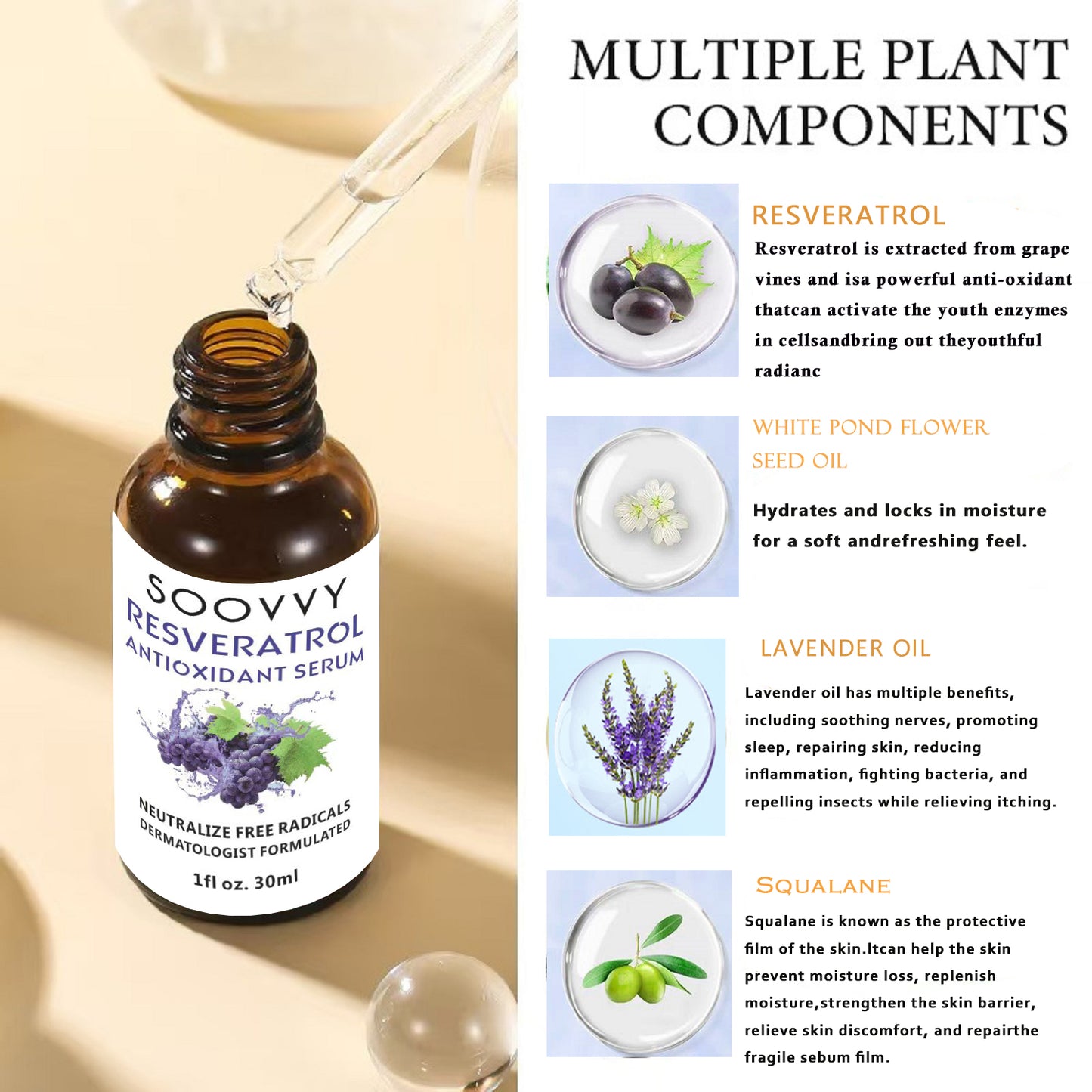 SOOVVY Natural Sleep Serum Grape Seed Magnesium & Lavender Oil ,Deep Hydration • Calming Sleep Aid • Skin Barrier Repair ,Korean Skincare, 1 fl oz